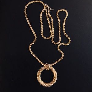 Monet Gold Tone Twists/Twirl Necklace & Pendant